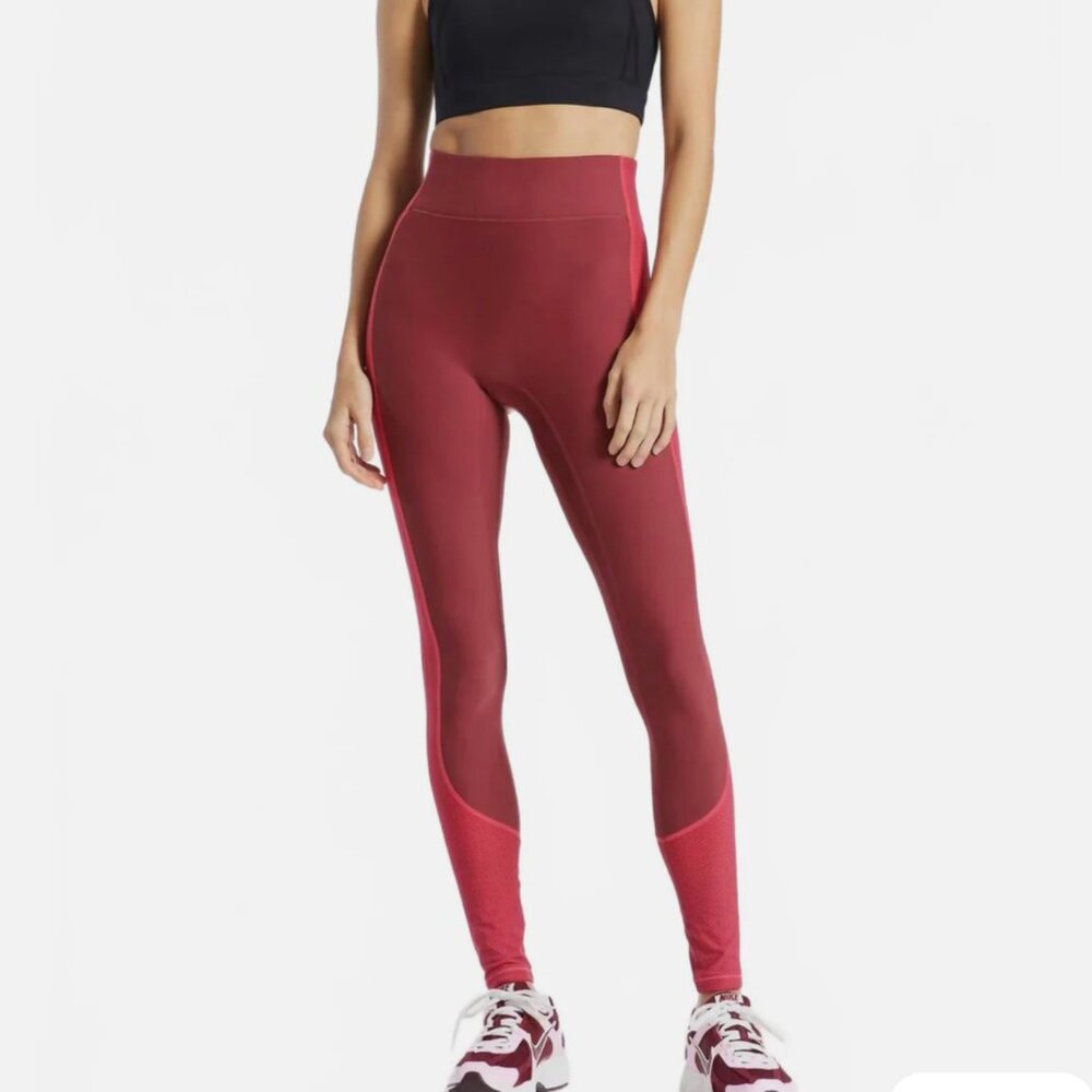 ALL ACCESS x Bandier Herringbone Colorblock Pro Fleece Leggings XS Cordovan Pink
